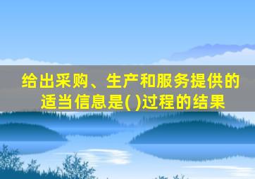 给出采购、生产和服务提供的适当信息是( )过程的结果